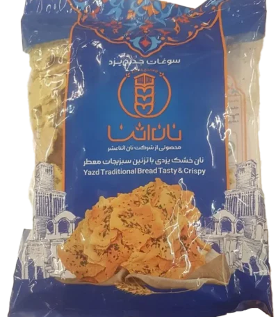 نان خشک یزدی با تزیین سبزیجات معطر نان اثنا - 450 گرم