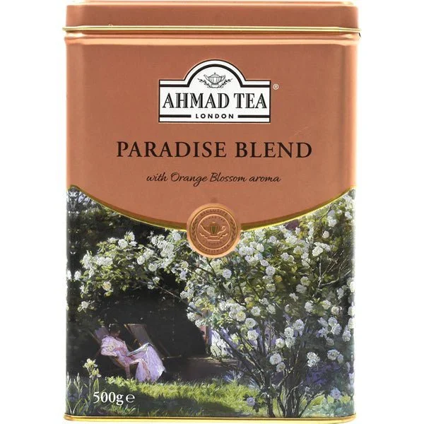 Ahmad Paradise Blend Black Tea with Orange Blossom Aroma - Loose Leaf in Tin - 500g چای سیاه مخلوط بهشتی با عطر بهار نارنج چای احمد - برگ چای در قوطی - 500 گرم