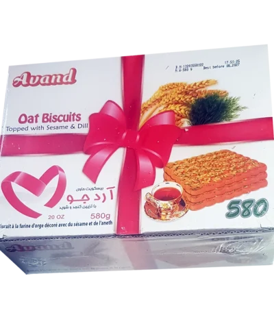 بیسکویت آرد جو آوند نگین عسل با تزیین کنجد و شوید- 580 گرم